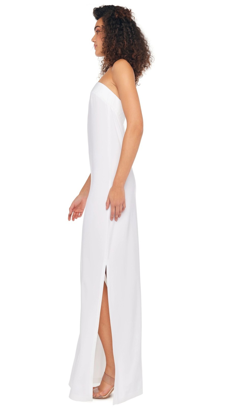 Norma Kamali Strapless Tailored Side Slit Gown in Snow White Small New Womens Dr