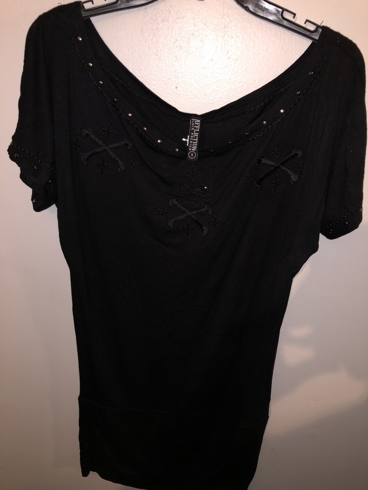Affliction Dress Woman’s Small Black Skulls Bones
