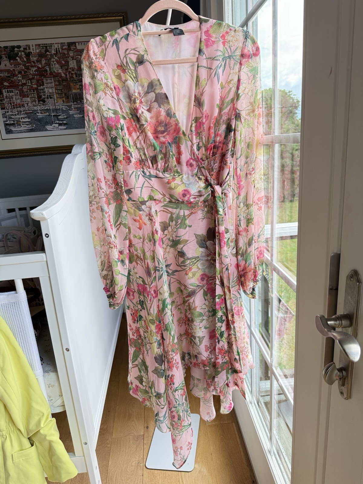 Jay Godfrey ELDON Sheer Longsleeve Handkerchief Hem Floral Wrap Dress – Size 4
