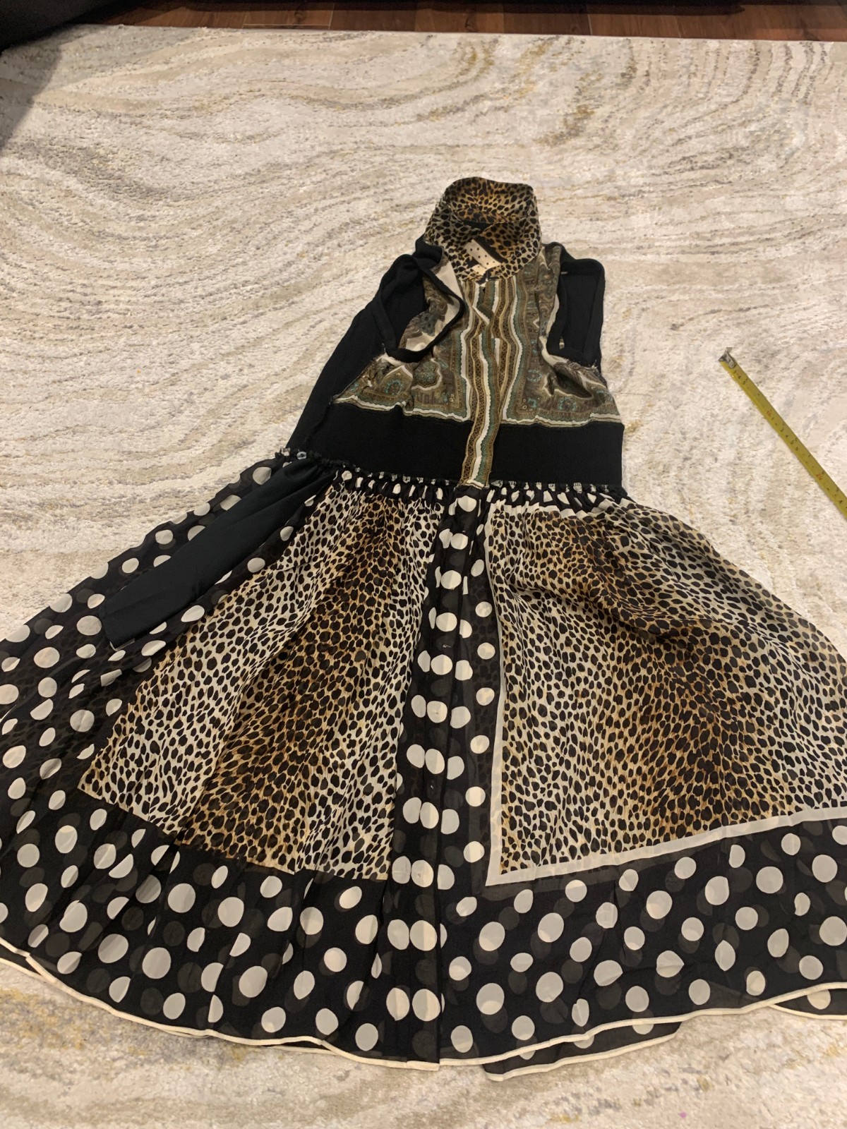 Dolce and Gabbana D&G Multi Pattern Scarf Silk Runway Dress IT44 UK10 US6 EU36