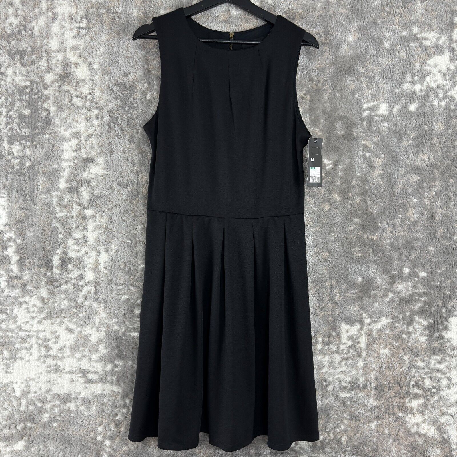 NEW Mossimo Sz M Black Pleated Fit & Flare Dress Sleeveless Knee Length NWT