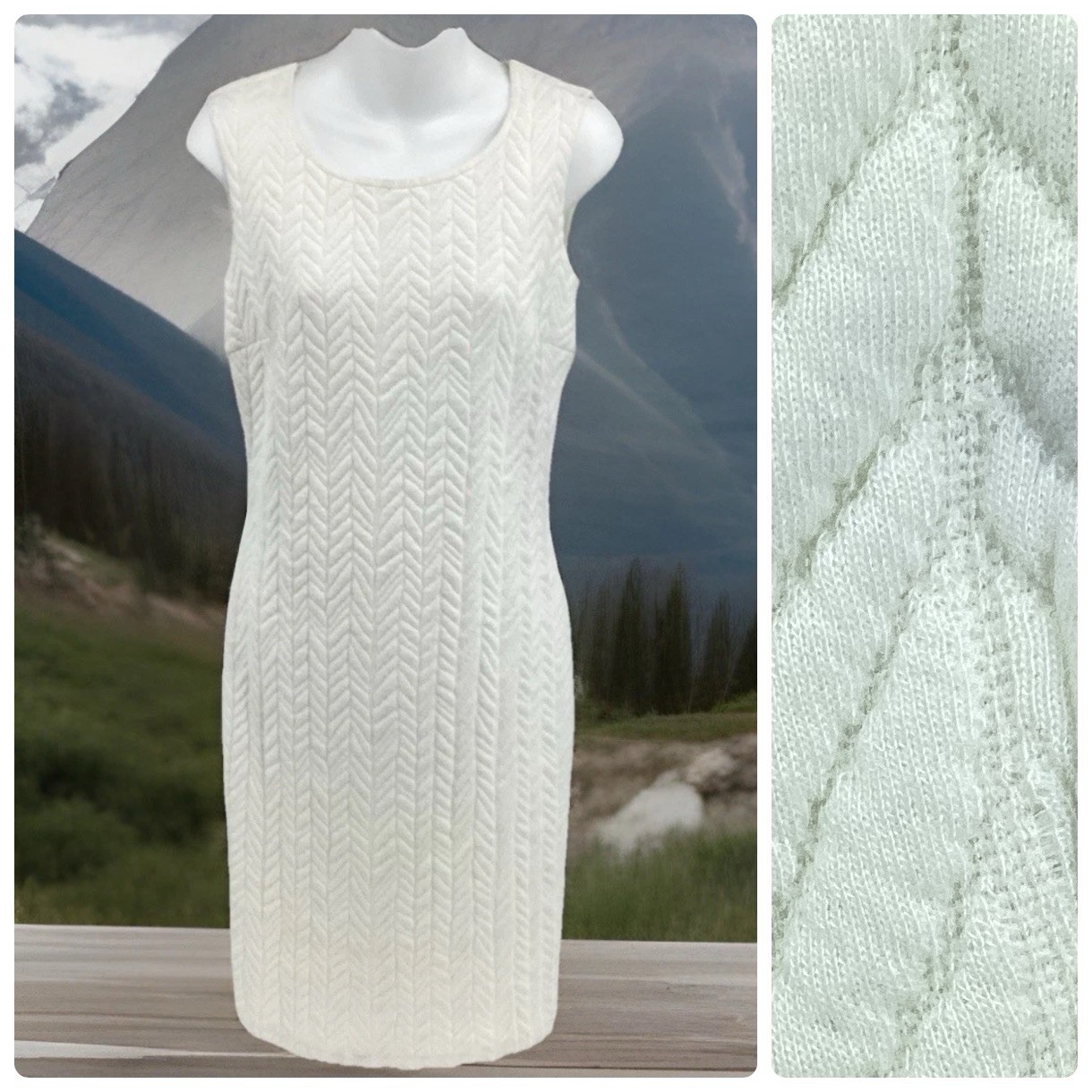 Picadilly Women’s Sleeveless Quilted Knit Body-con Sweater Dress White Size XS