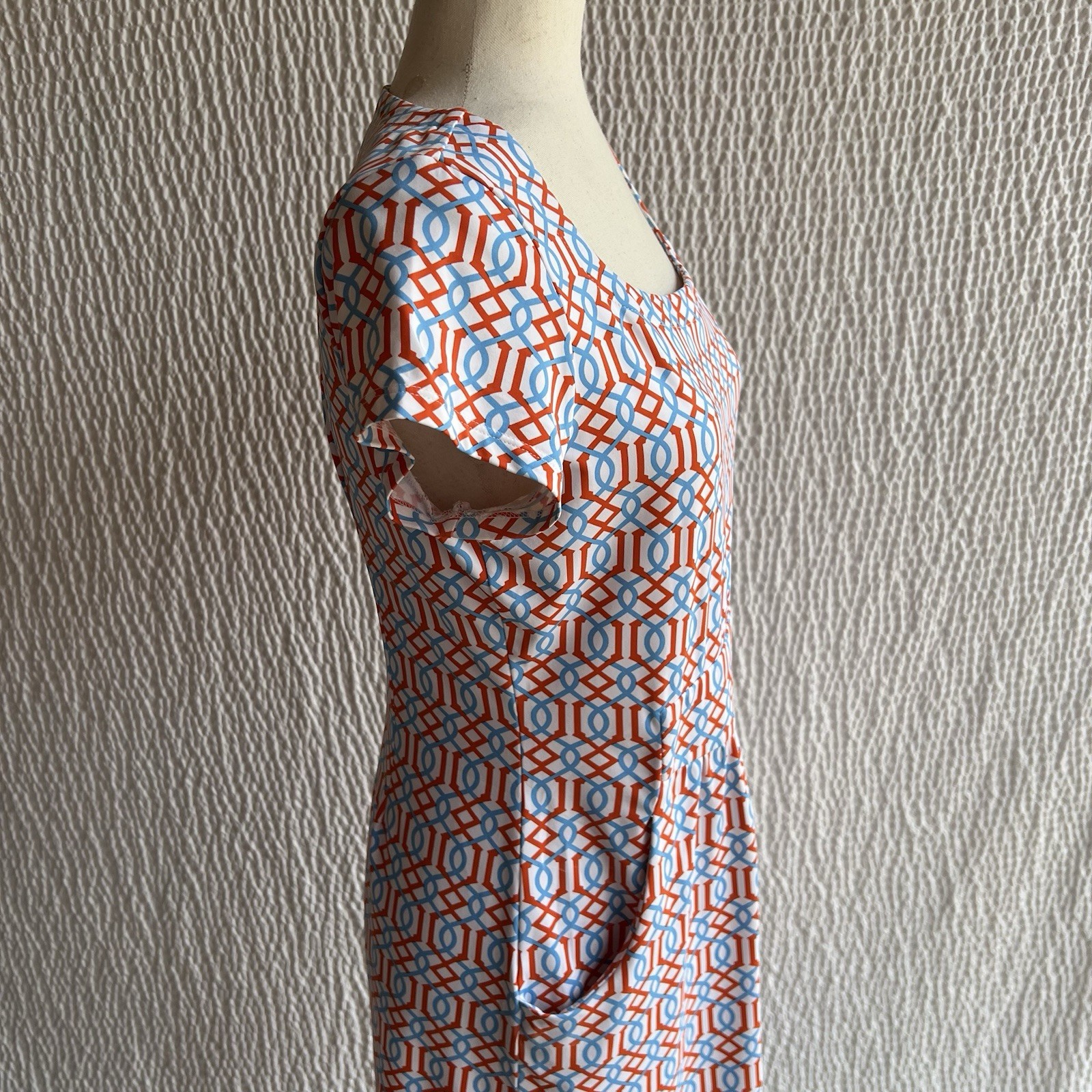 J. McLaughlin Dress M 2 Bundle Blue Green Short Slv Pockets Catalina Cloth