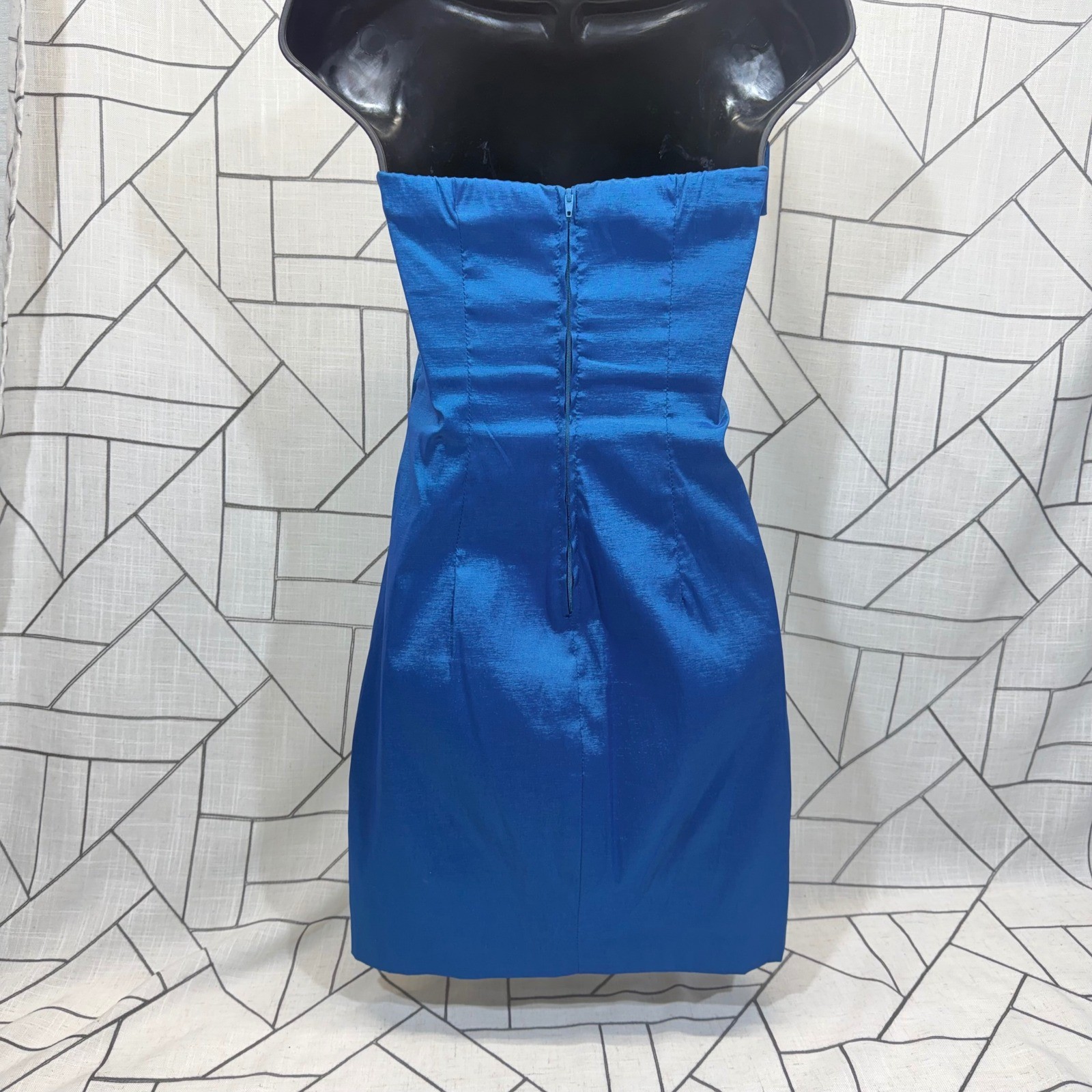 Teeze Me Blue Strapless Rhinestone Bow Ruched Mini Dress Size 7 Style 46709221