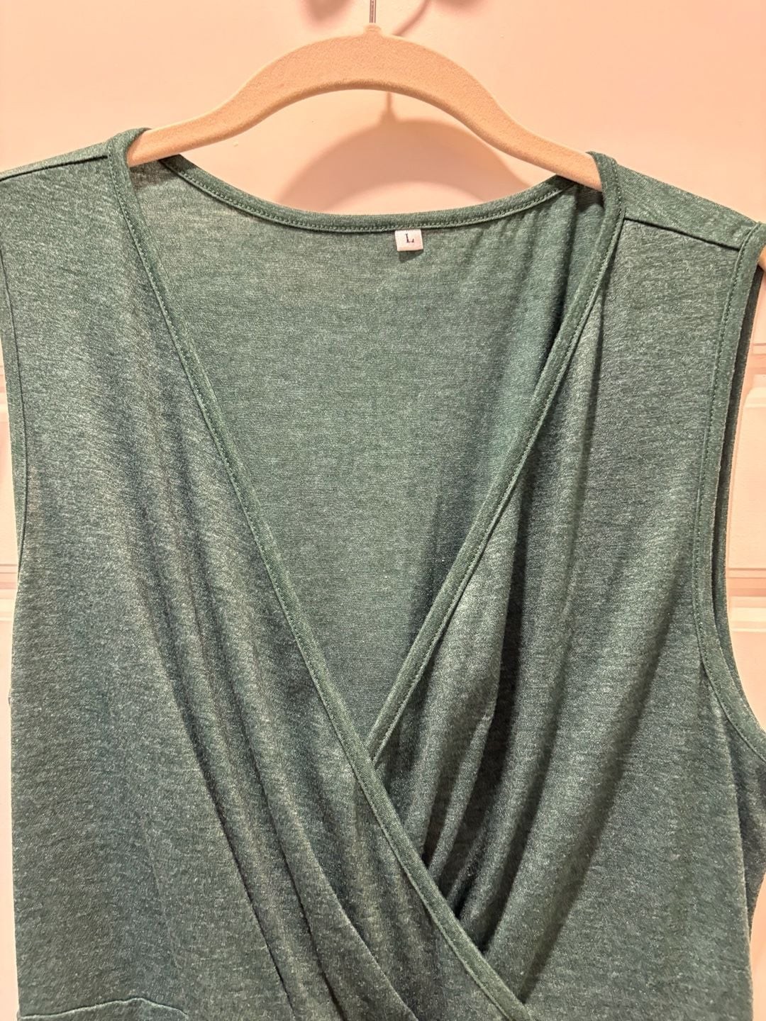 Women’s Deep V Neck Sleeveless High Low Crossover Hem Flowy Midi Casual Dress –