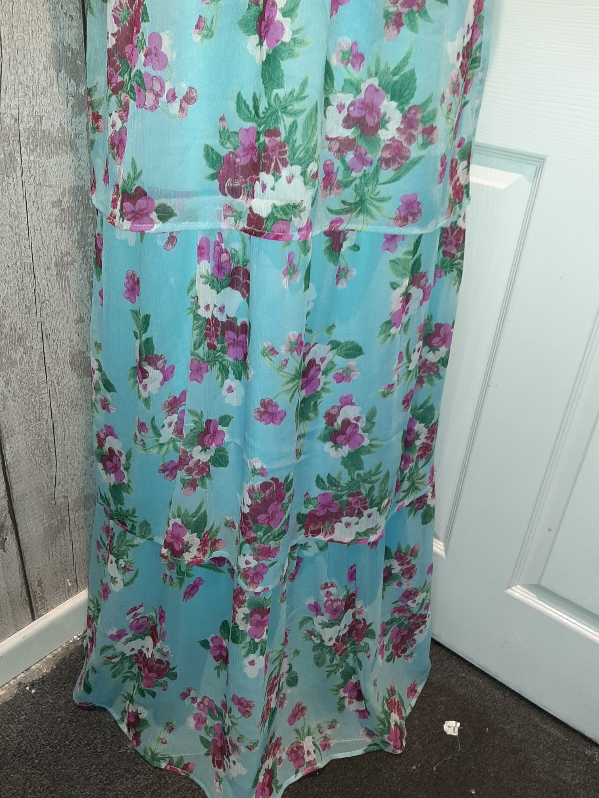 BNWT Miss Selfridge Long Blue Floral Dress, Size Uk12, Summer, Wedding RRP £49