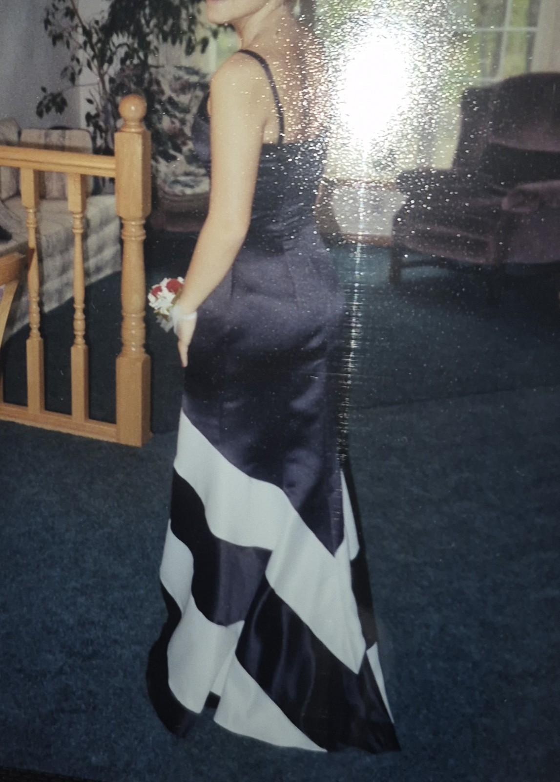 Jessica McClintock Size 1 Strapless Sweetheart Satin Striped Long Gown