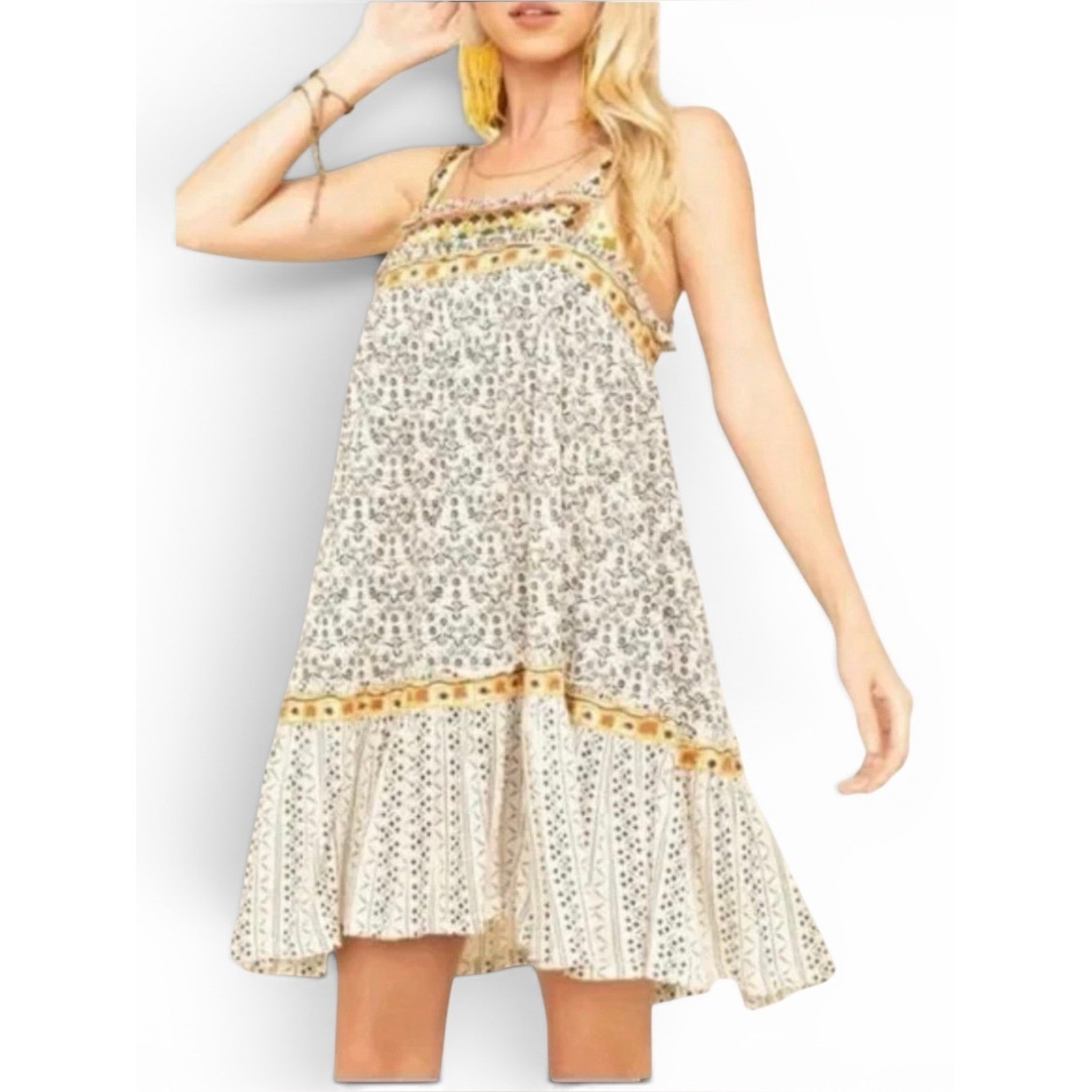 FREE PEOPLE Borderline Sleeveless Embroidered Boho Sundress, Medium ($168)
