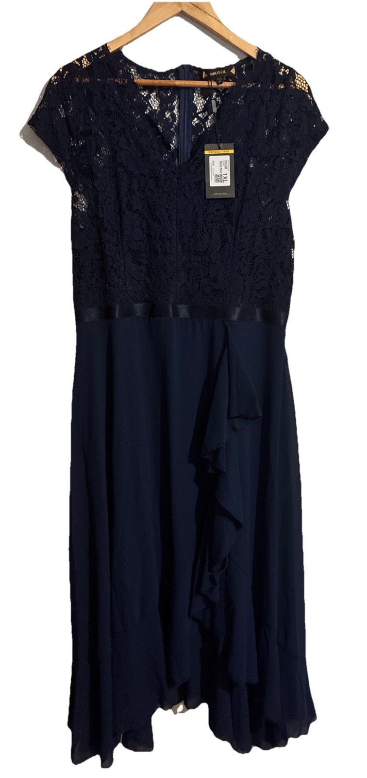 Women’s Midi Dress Navy Lace Plus Size 1XL Cap Sleeve NWT MIUSOL