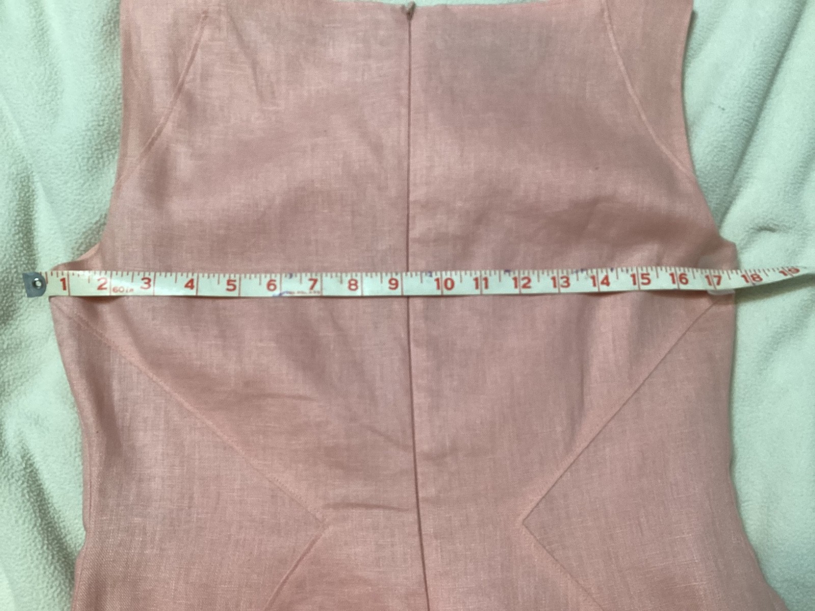 ANNE KLEIN Women’s 100% Linen Lined Square Neck Sleeveless Dress BLUSH PINK S10