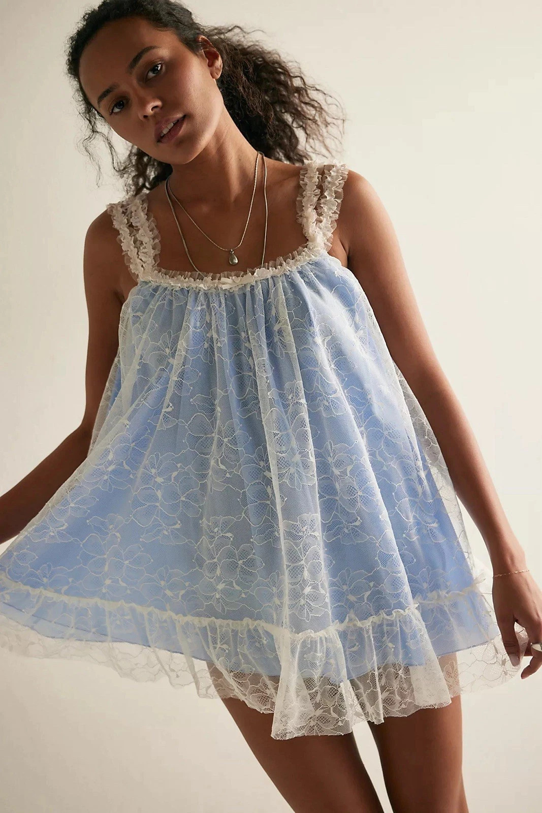 NWT Free People Heartbreaker Mini Slip Dress Lace Ruffle SZ S $98