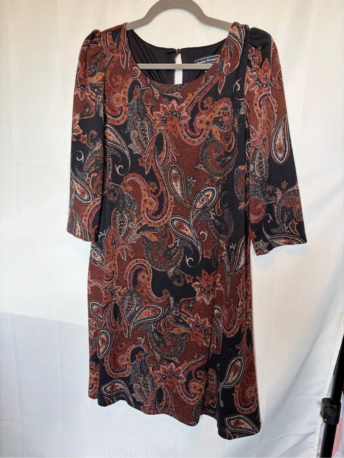 Jessica Howard Paisley Midi Dress in Black and Rust