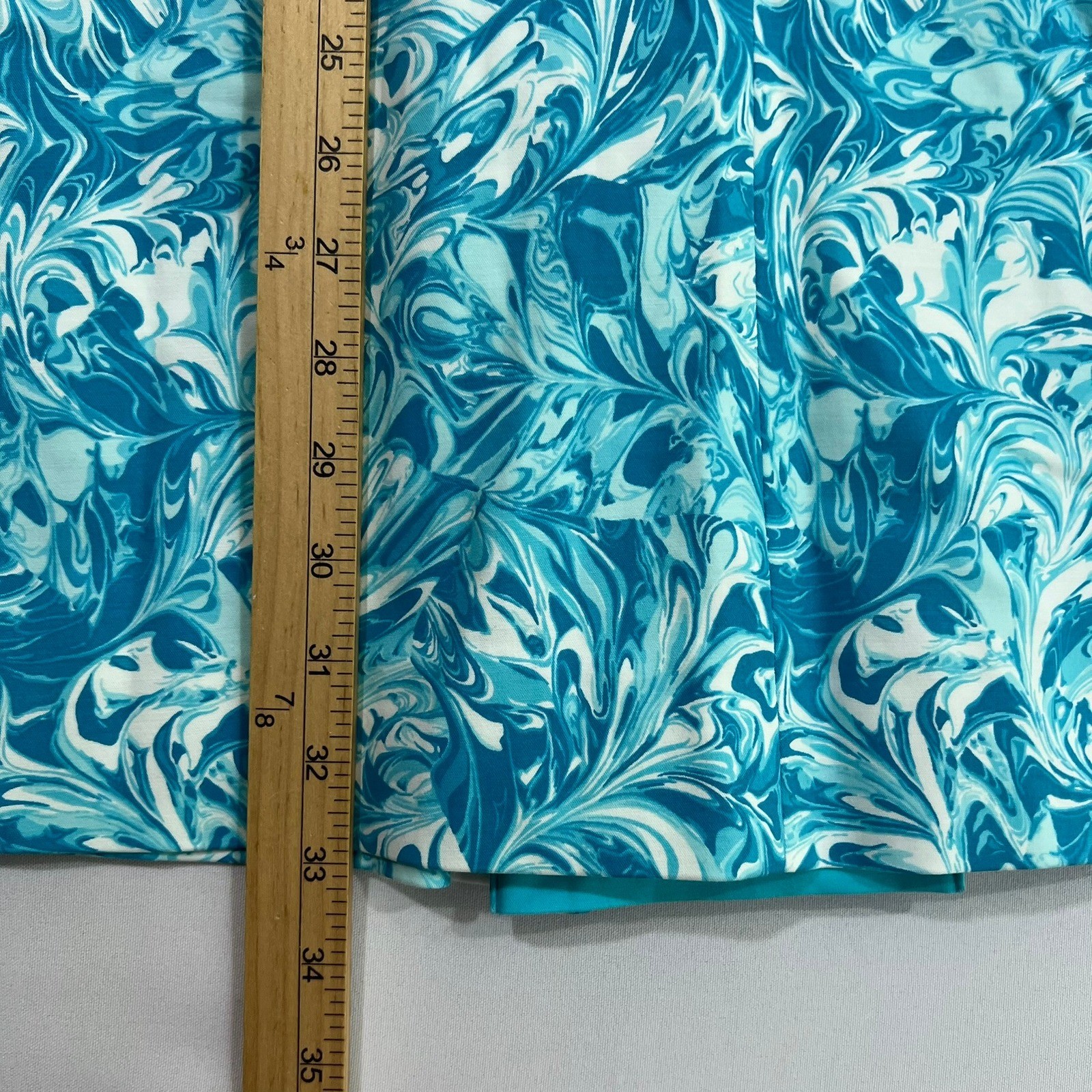 Michael Kors Dress Marble Swirl Print Sleeveless Fit Flare Blue Womens 6P