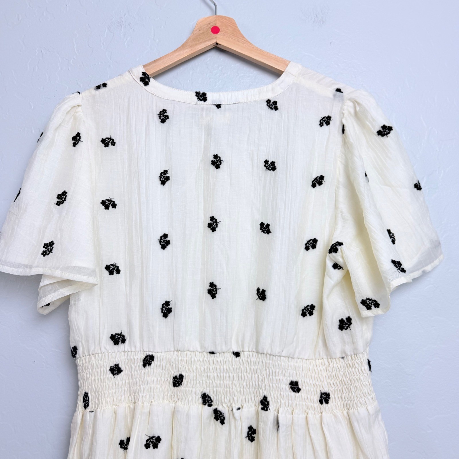 Roolee Cream Floral Embroidered Smocked Tiered Midi Dress NWT XL