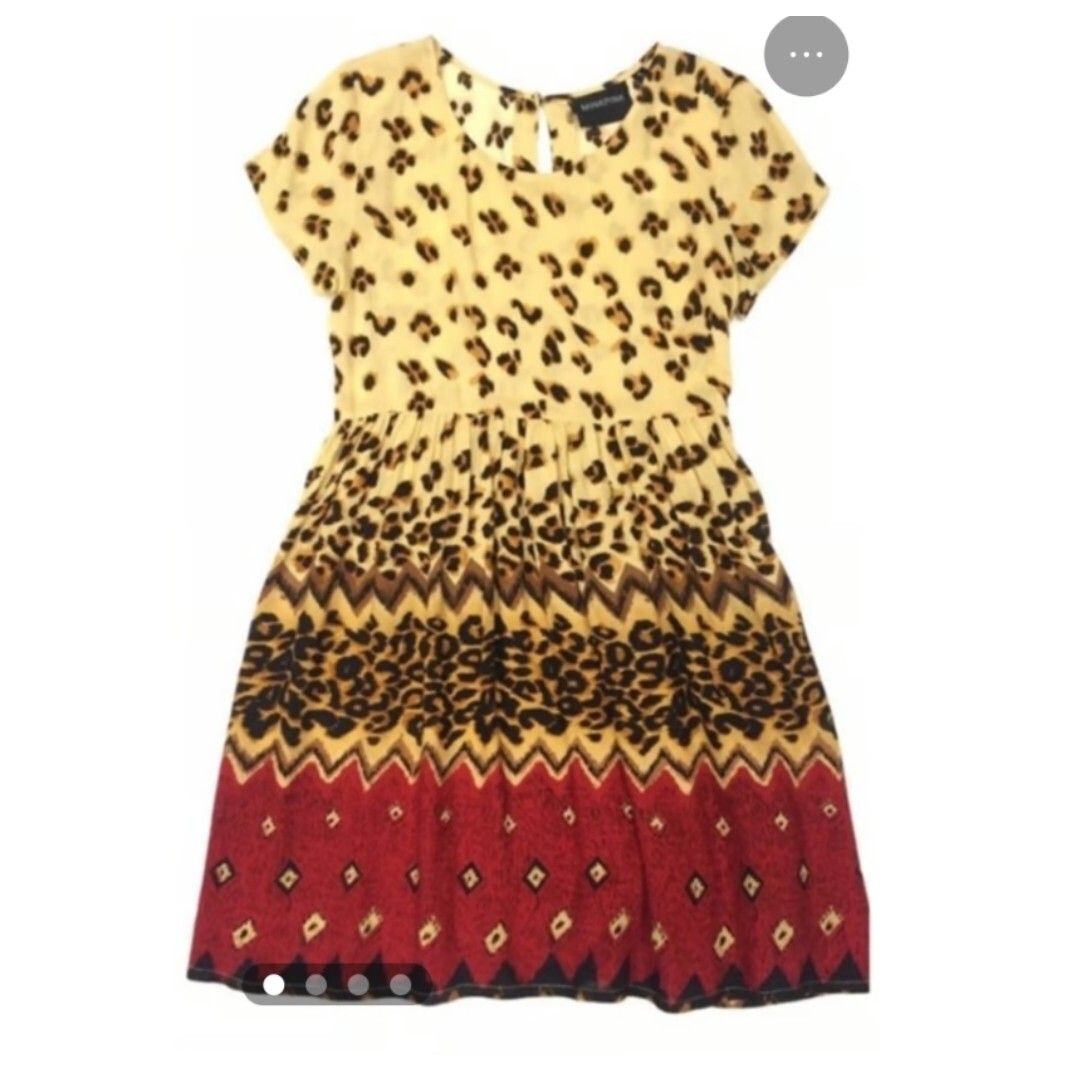 MinkPink Wild Things Mini Leopard Cheetah Boho Babydoll Dress Sz L