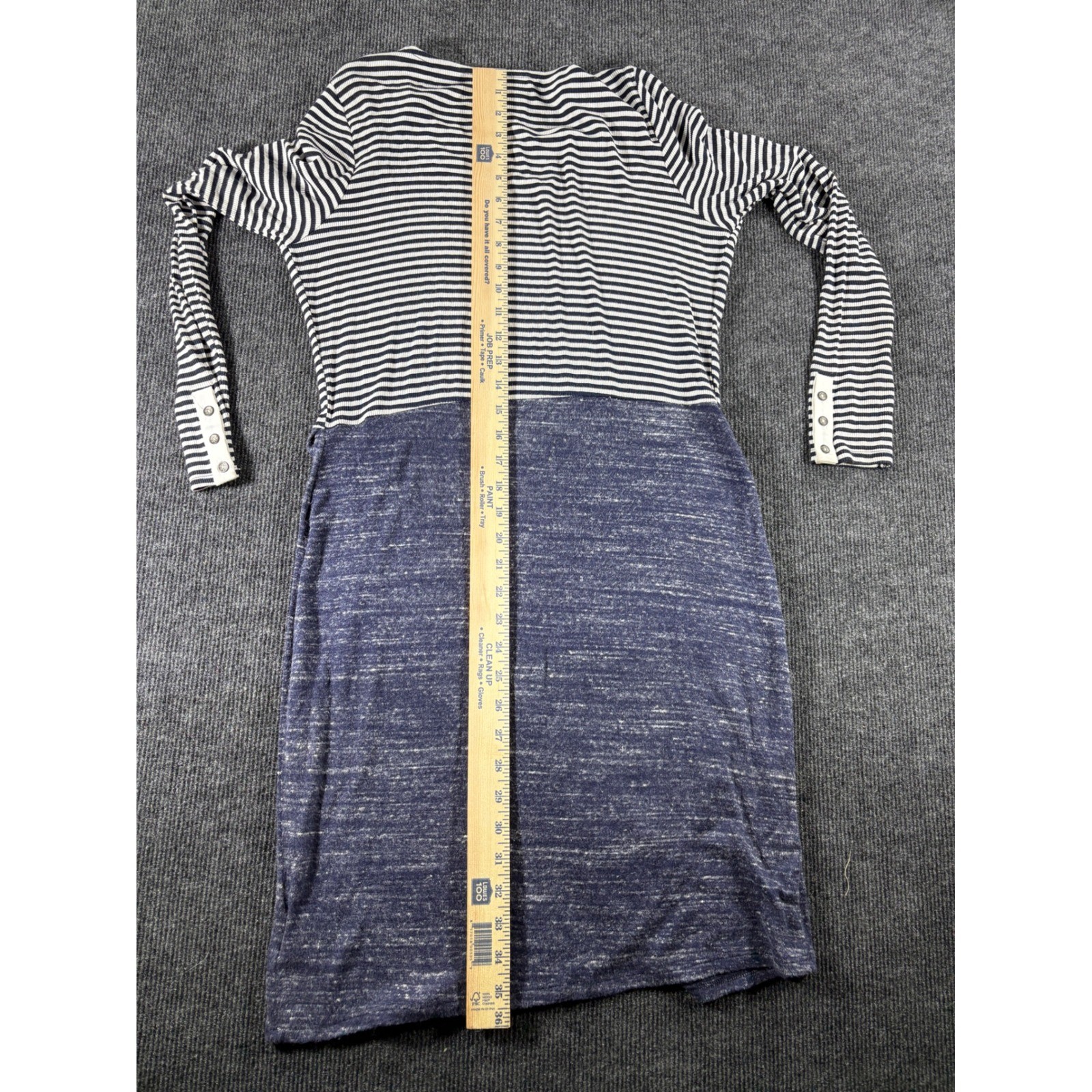 Dolan Left Coast Collection Striped Mixed Media Wrap Dress Navy White Medium