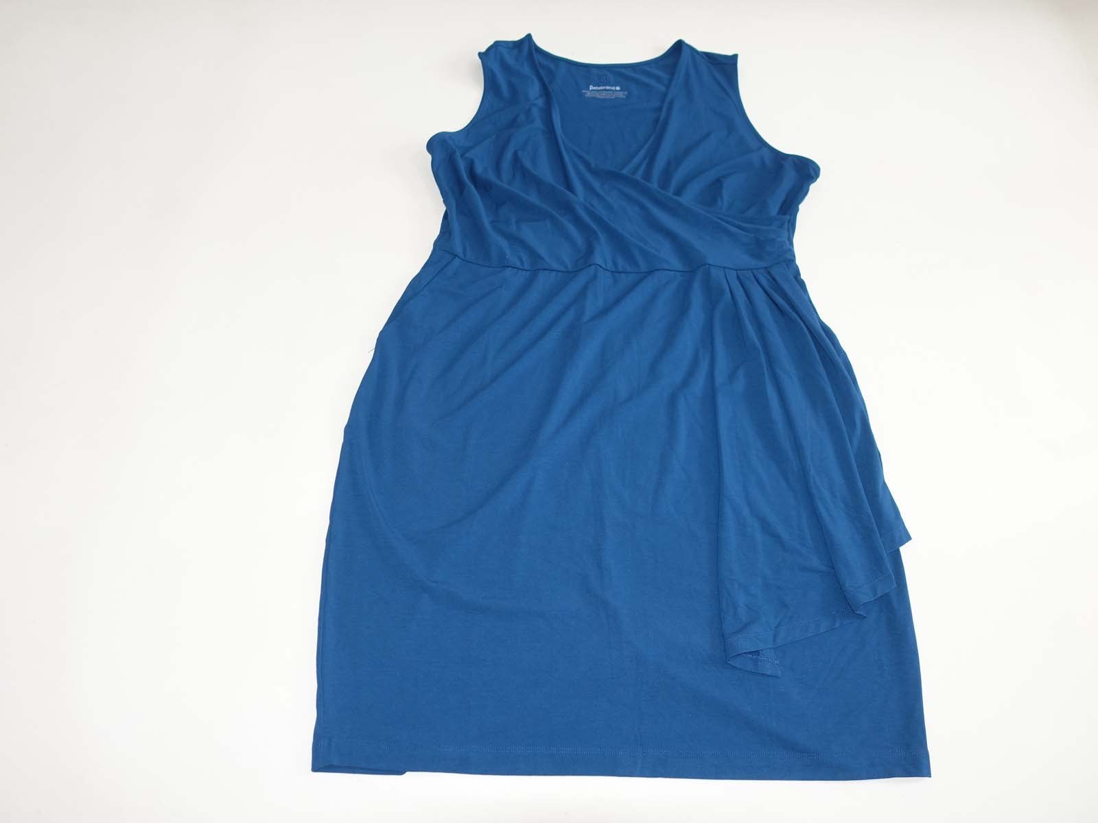 Betabrand Women’s Faux Wrap Dress Size 1X NWT Blue Opal V-Neck Knee Length W4007