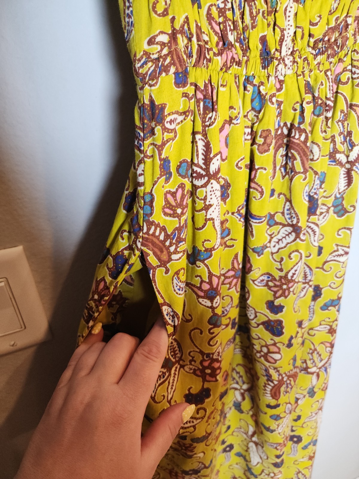 Cleobella Organic Cotton Winona Sleeveless Midi Dress Green Yellow Floral Small
