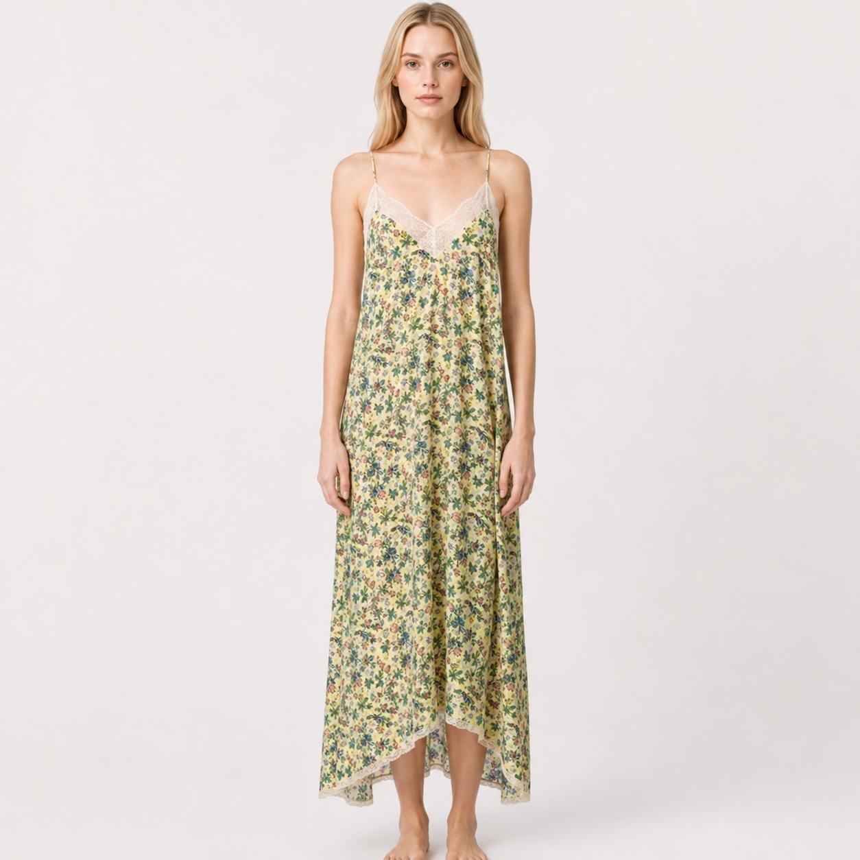 Zadig & Voltaire Risty yellow Garden Slipdress slip dress Size XS hi-low hemline