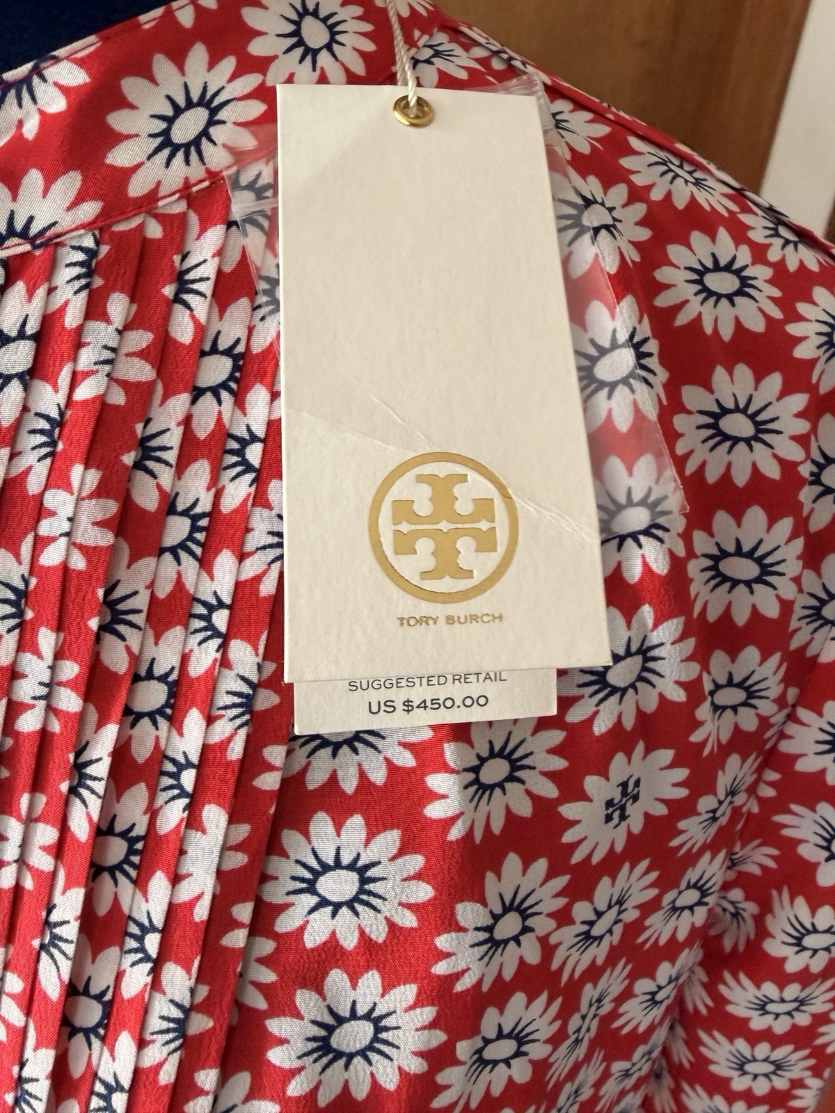 Tory Burch Nantucket Red Primrose Cora Silk Size 8 Dress NWT
