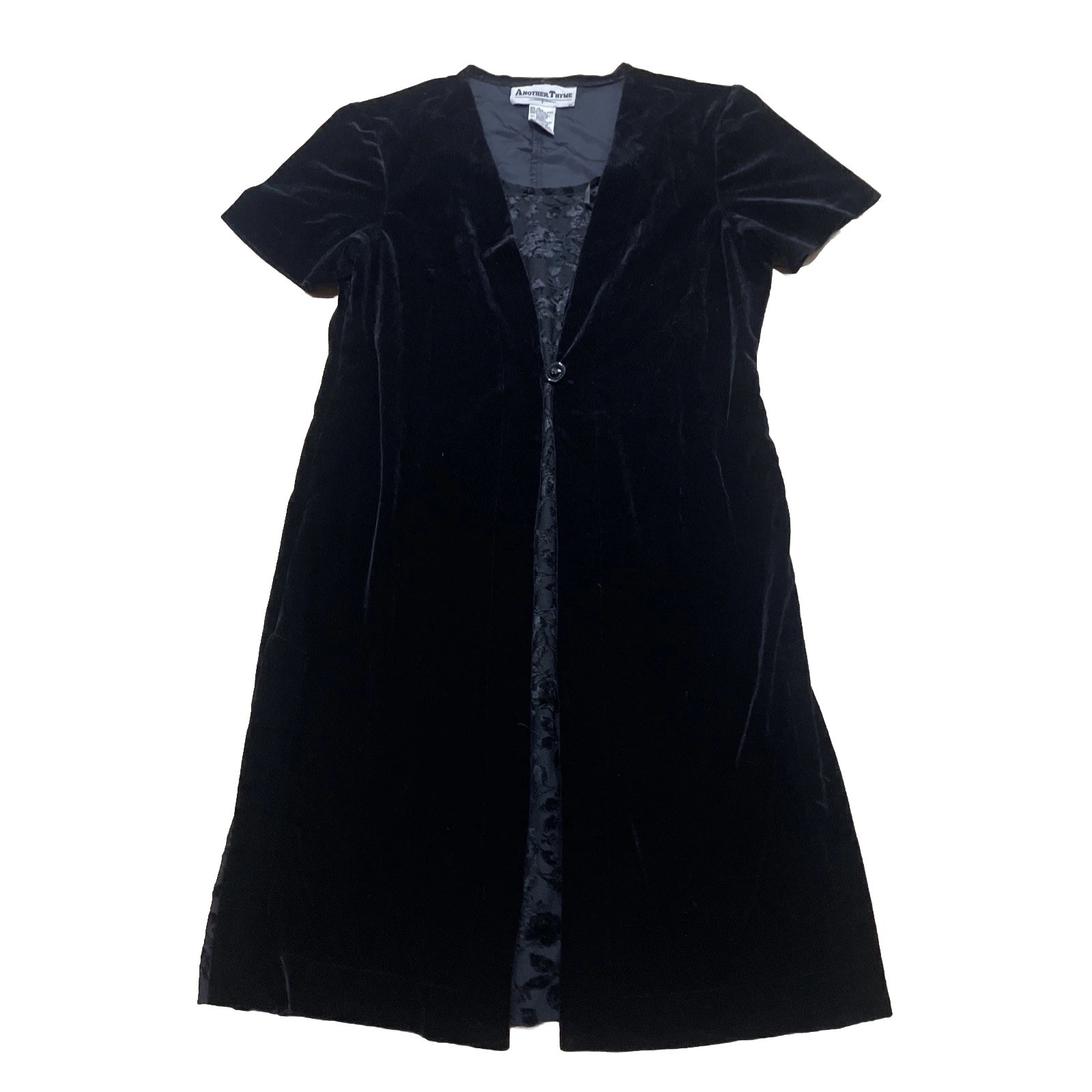 Another Thyme Dress Witchy Black Velvet women 14 Fairy WhimsyGoth vtg 90s Velour