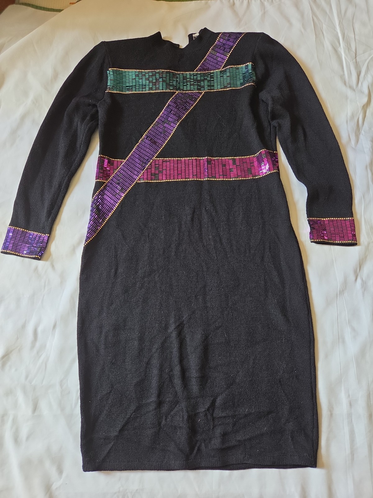 Vintage St. John Evening Paillettes Sequin Knit Dress *SOLD AS IS* PLEASE READ