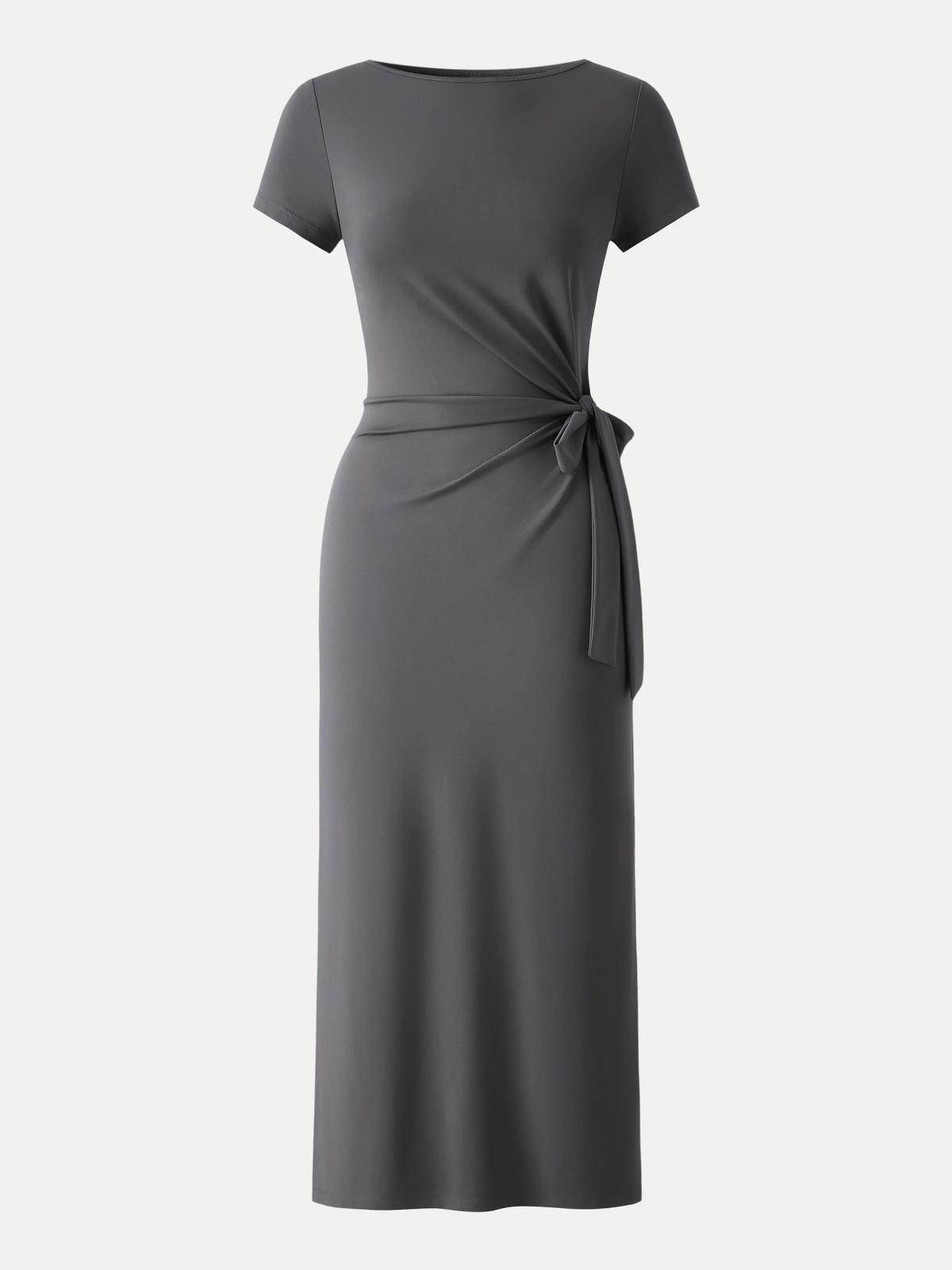 OGL Move Cooling Wrinkle-Resistant Tie Waist Midi Dress with Slit, No I.Port Fee