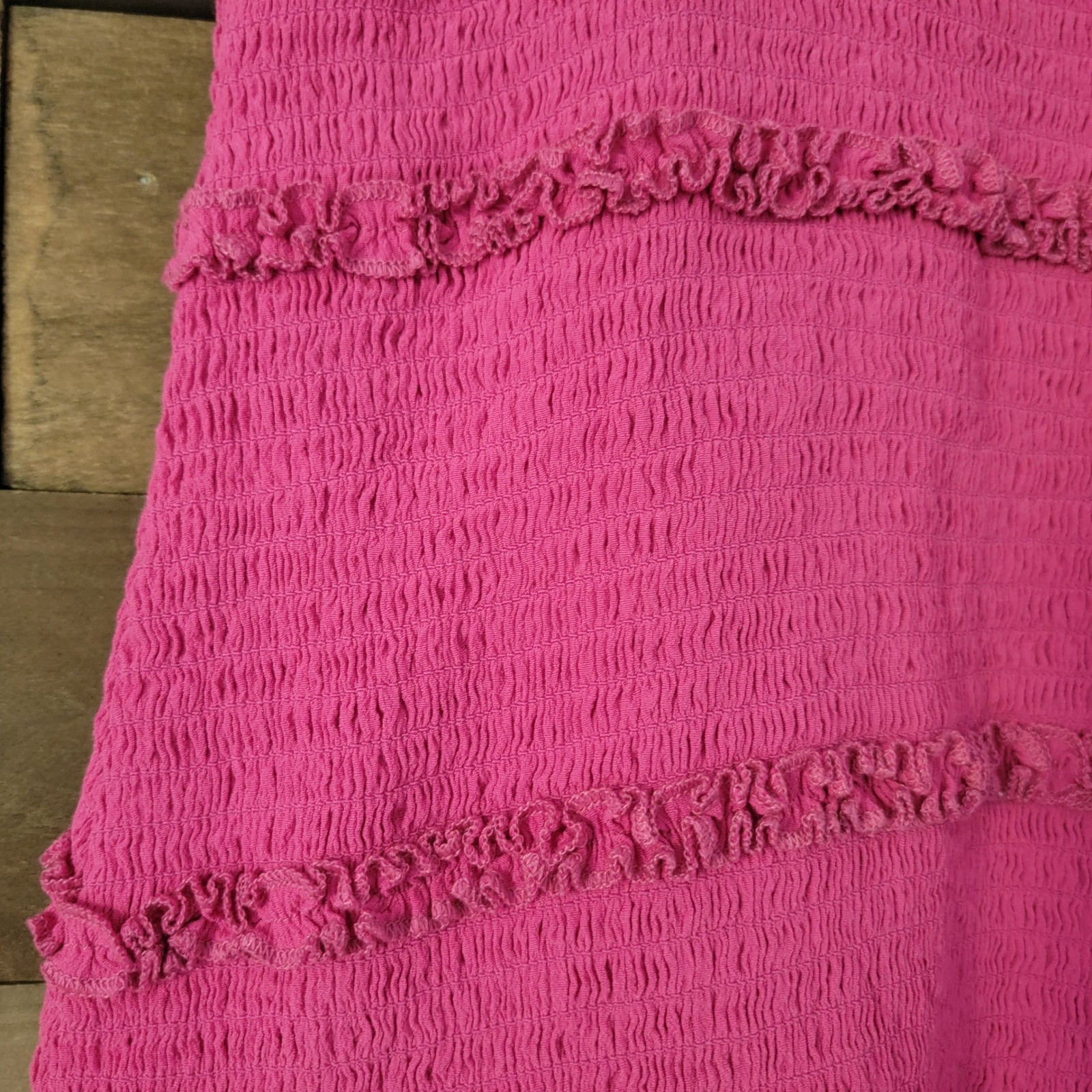 Pookie & Sebastian Pink Smocked Ruffle Sleeveless Tiered Casual Mini Dress Small