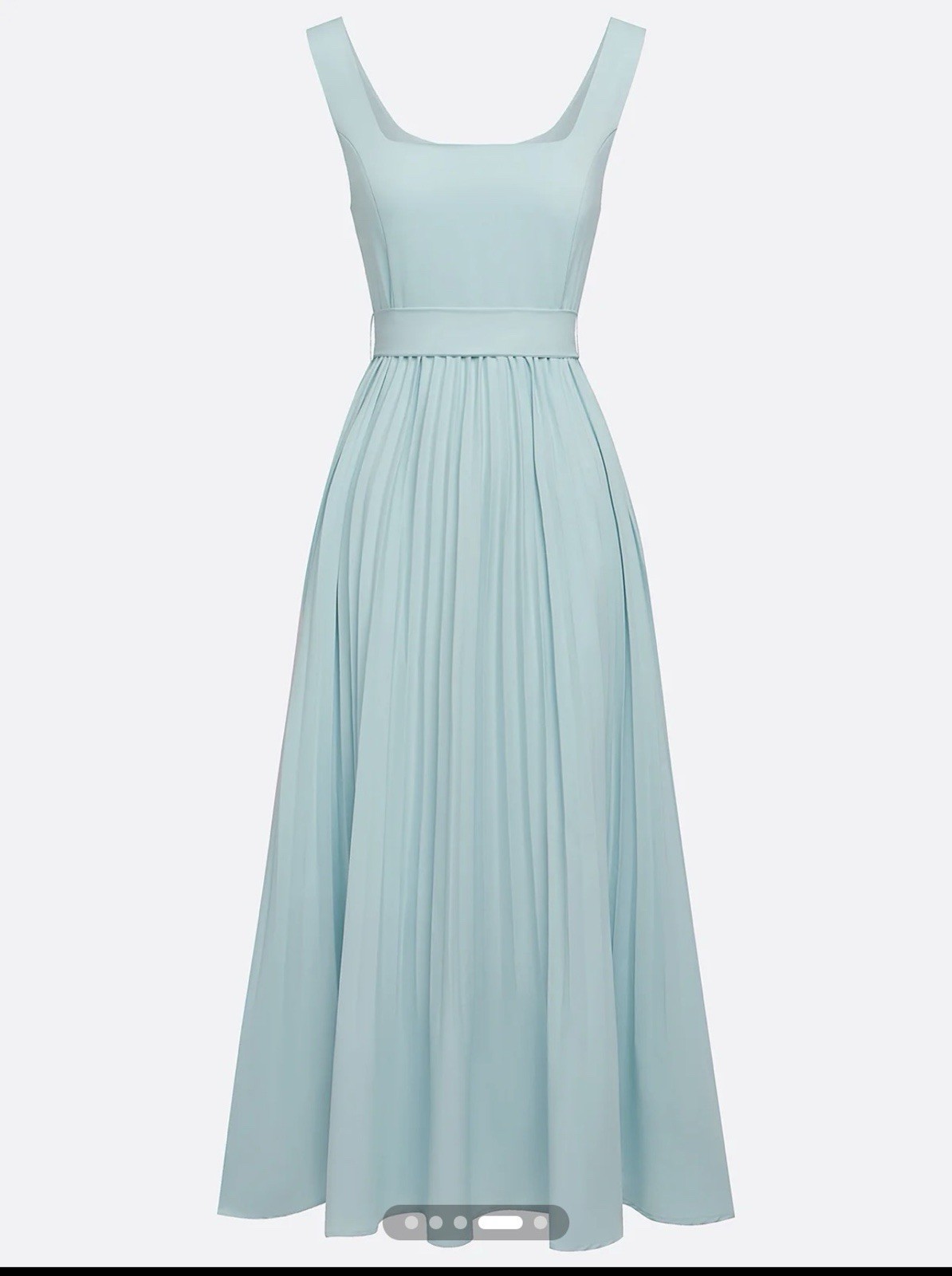 Fehaute Light Blue Pleated Square Neck Sleeveless A-Line Maxi Dress Size 10 $180