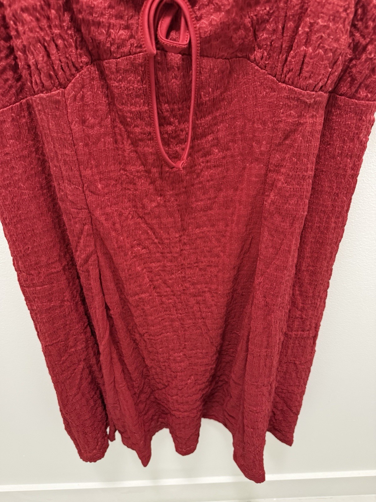 No Comment Plus Red Textured Tie-Front Mini Dress – Size 3X Juniors Plus