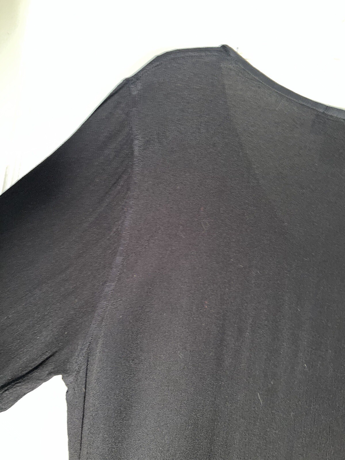 GHOST vintage black crepe long v-neck maxi dress Size L. c854