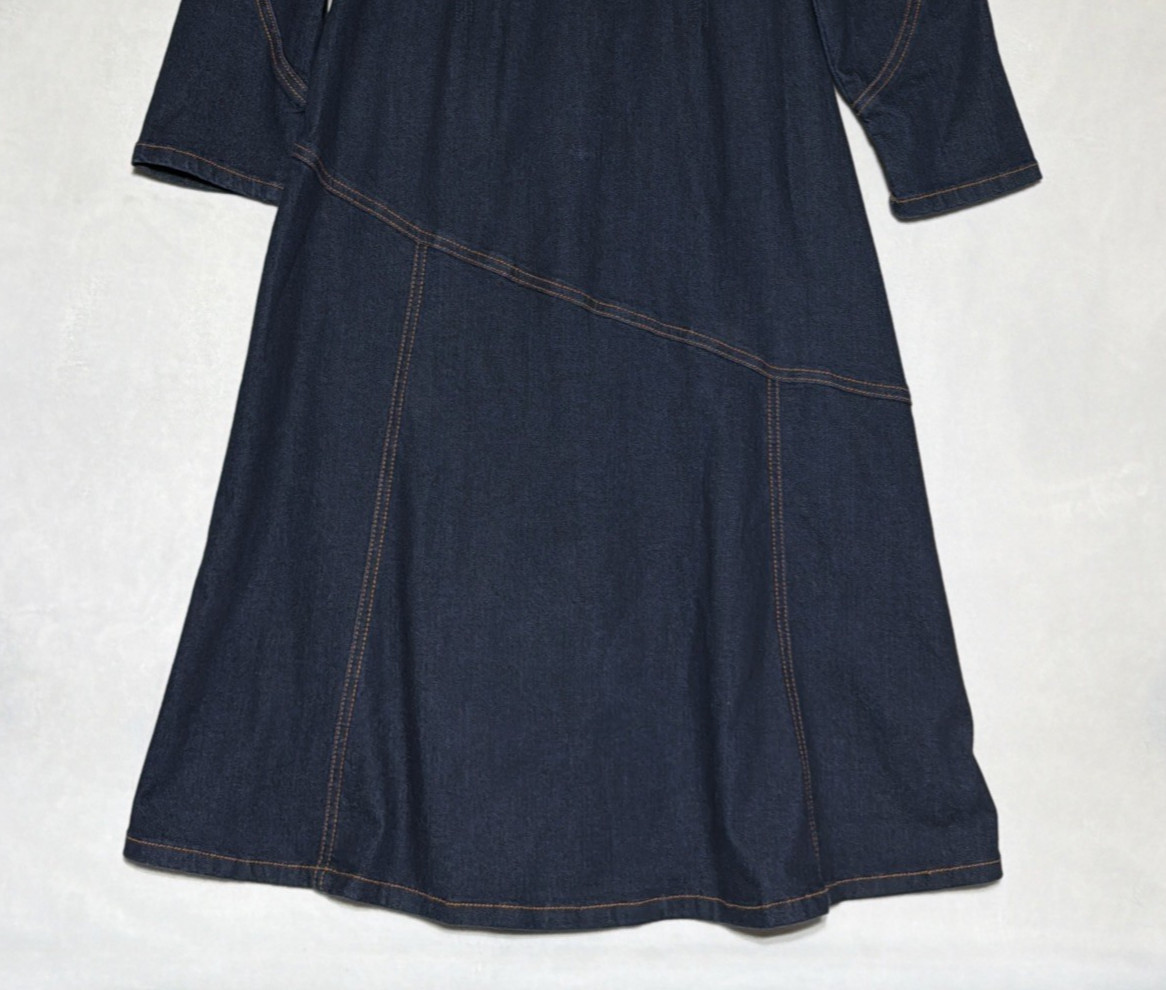 Peace Love World Black Label Petite Modern Denim Midi Dress XXS Petite Dark Blue