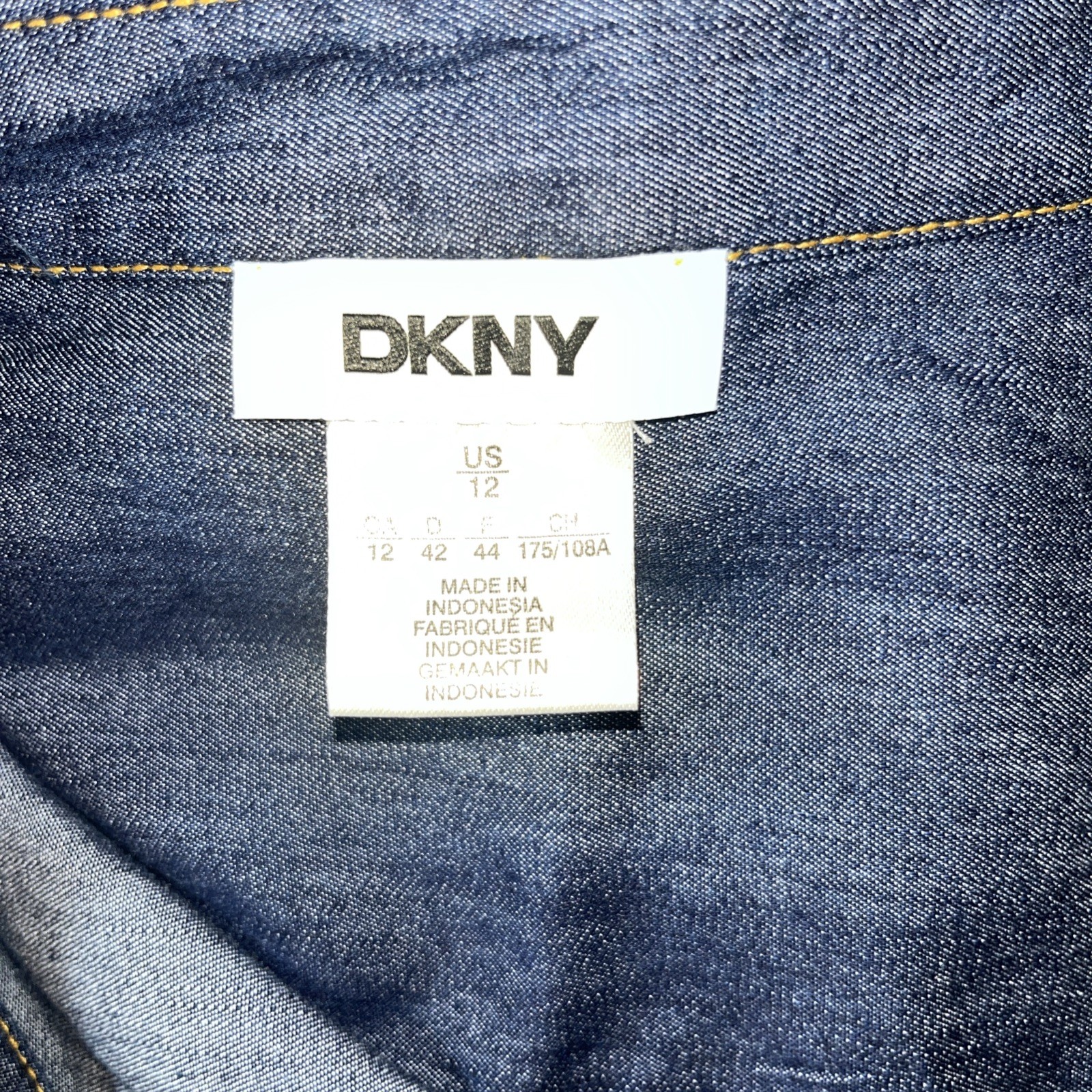 NWTS DKNY Cap Sleeve Cotton Blend Chambray Button up Shirtdress Tie Waist SZ. 12