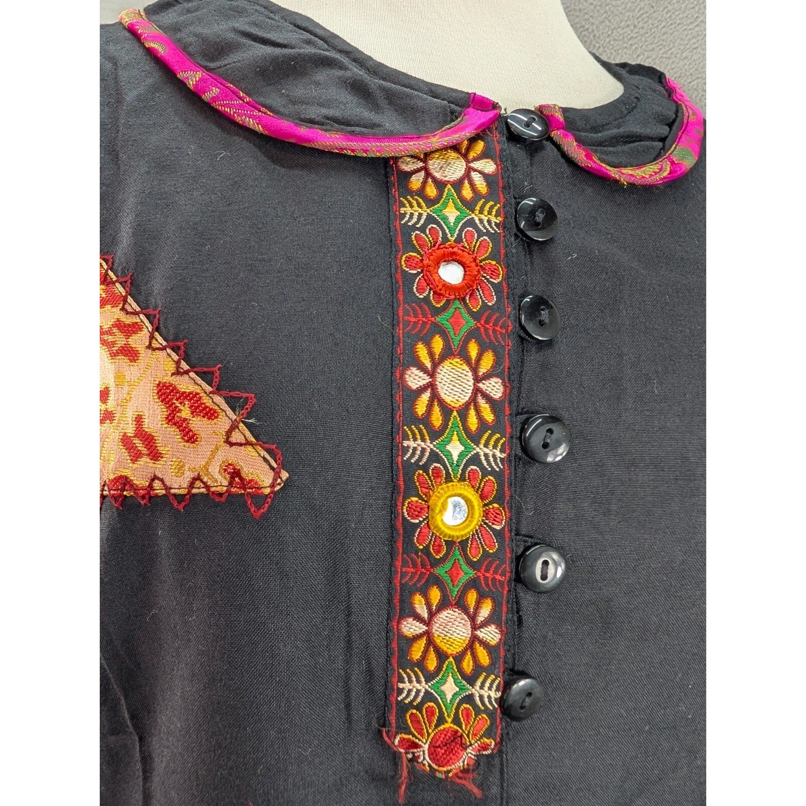Sacred Threads Maxi Dress Floral Patchwork Long Sleeve Witchy Goth Size S/M NWT