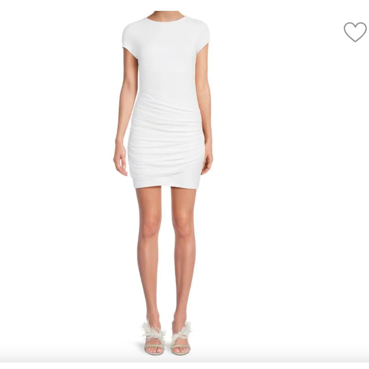 NWT Susana Monaco Short Sleeve Draped Mini Dress Ruched White Sugar sz L