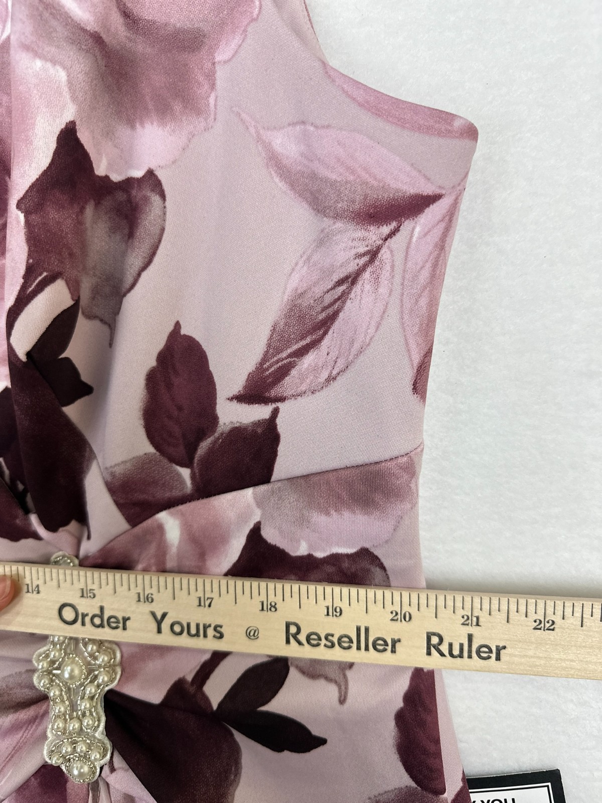 Connected Plus Size Gown 16W Mauve Rose Floral Embellished Slit NWT $119
