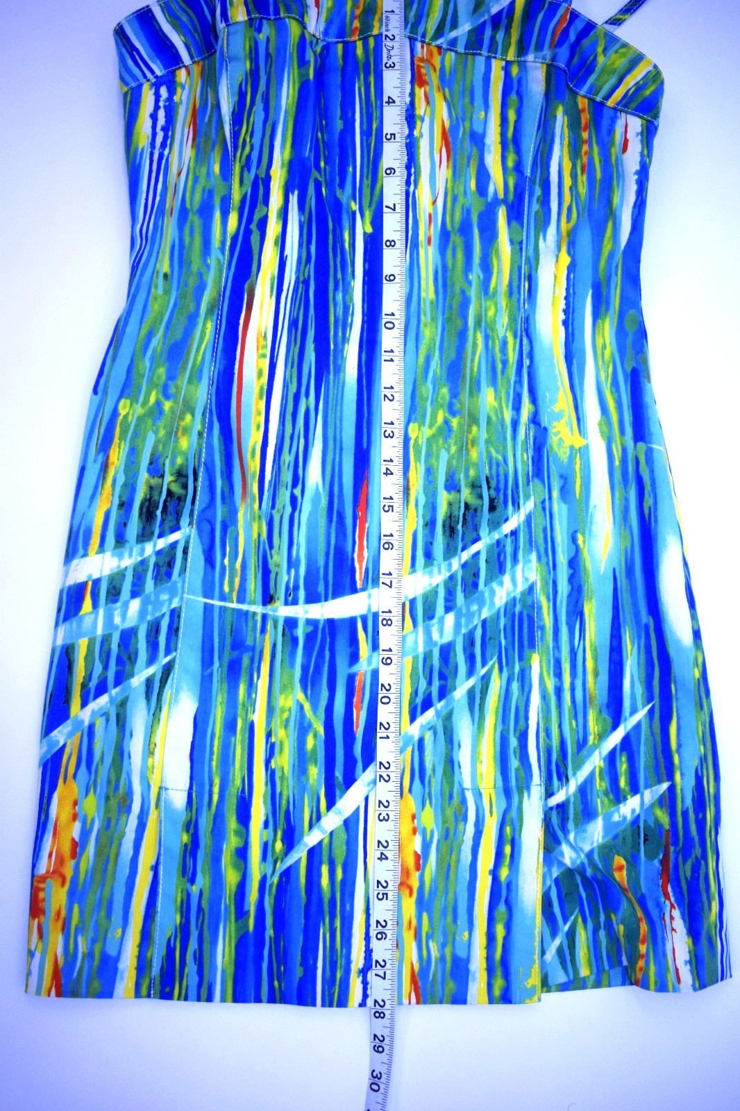 Alberto Makali Spaghetti Strap Watercolor Abstract Mini Dress Size 8 Y2K USA