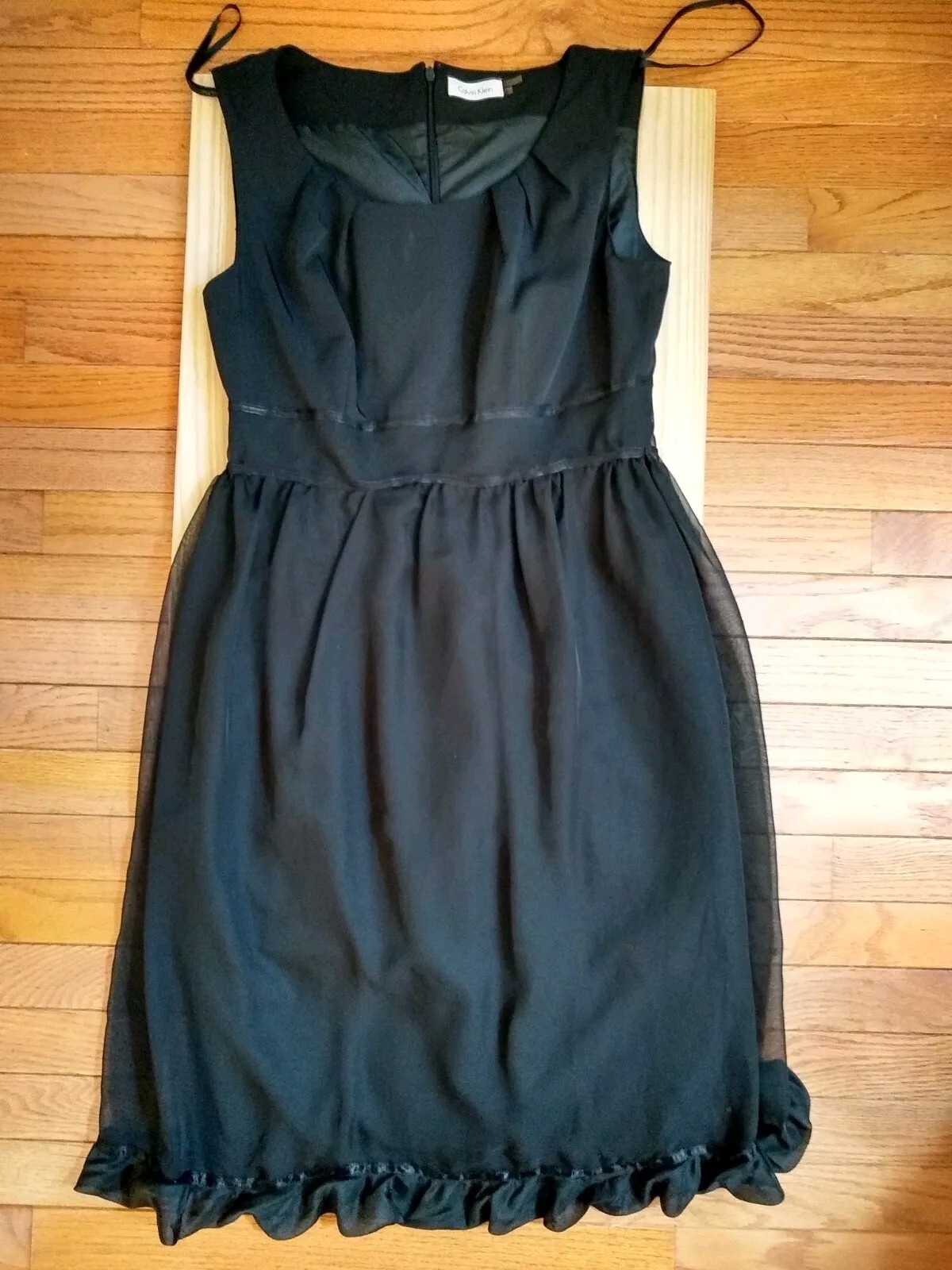 great condition size 8 Calvin Klein fit & flare dress, black, see-thru on opaque