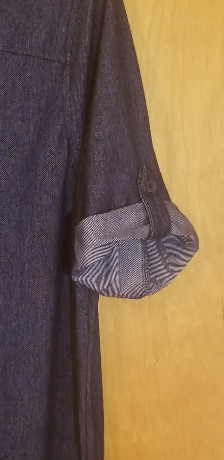 Bobbie Brooks Dark Blue Chambray Shirt Dress with Lace-Up Detail Womens Large