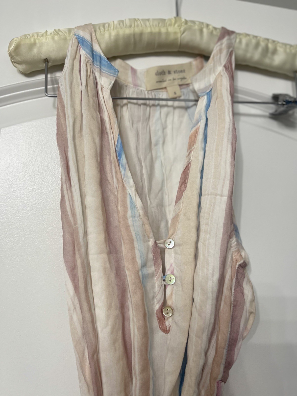 Cloth & Stone Sleeveless Striped Button-Front Dress Tie Waist S Coastal Vacation