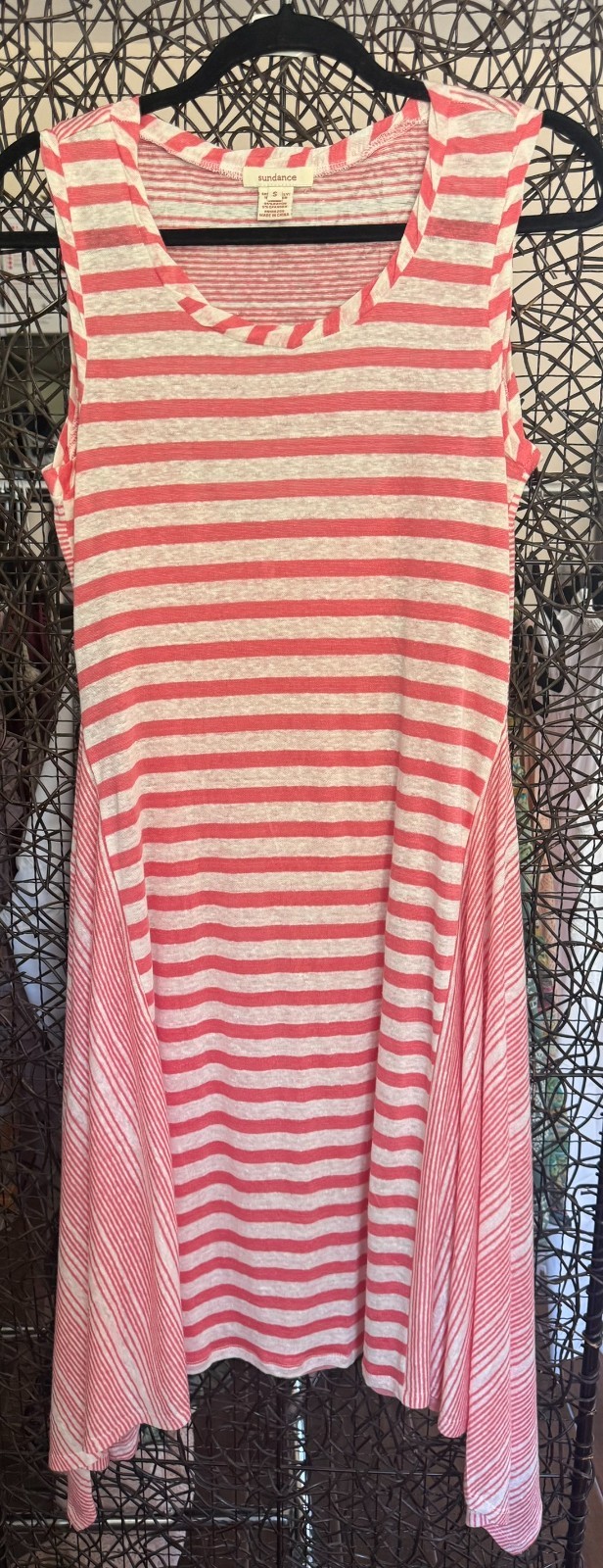 LARGE Sundance Linen Knitted Stripped Dress with Jersey Camisole NWOT