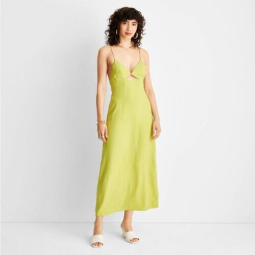 Future Collective Lined Strappy Black Cutout Midi Slip Dress Women’s Size 8 F11
