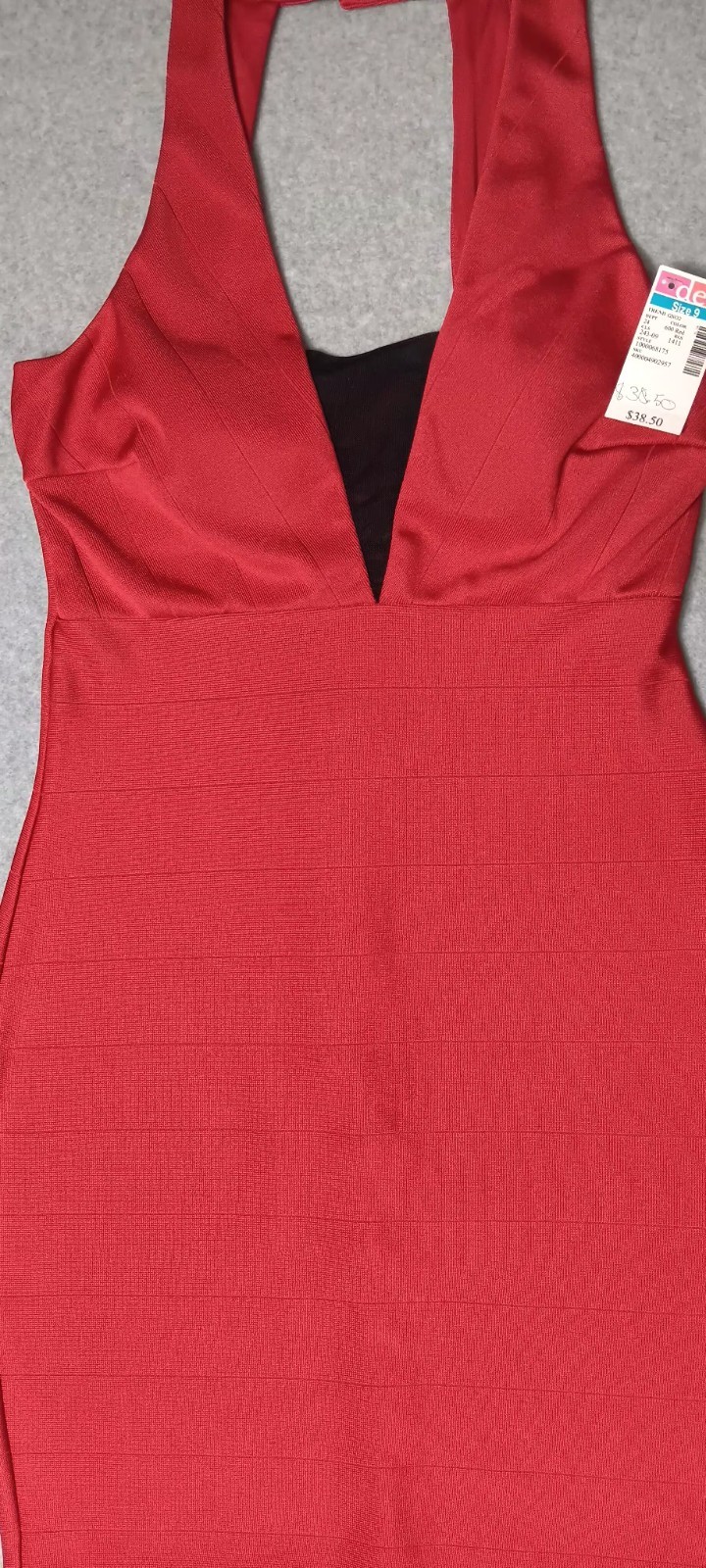 NWT! Deb Mini Slip Dress Womens Size 7 Red Mesh Vneck Button Zip Up Formal…