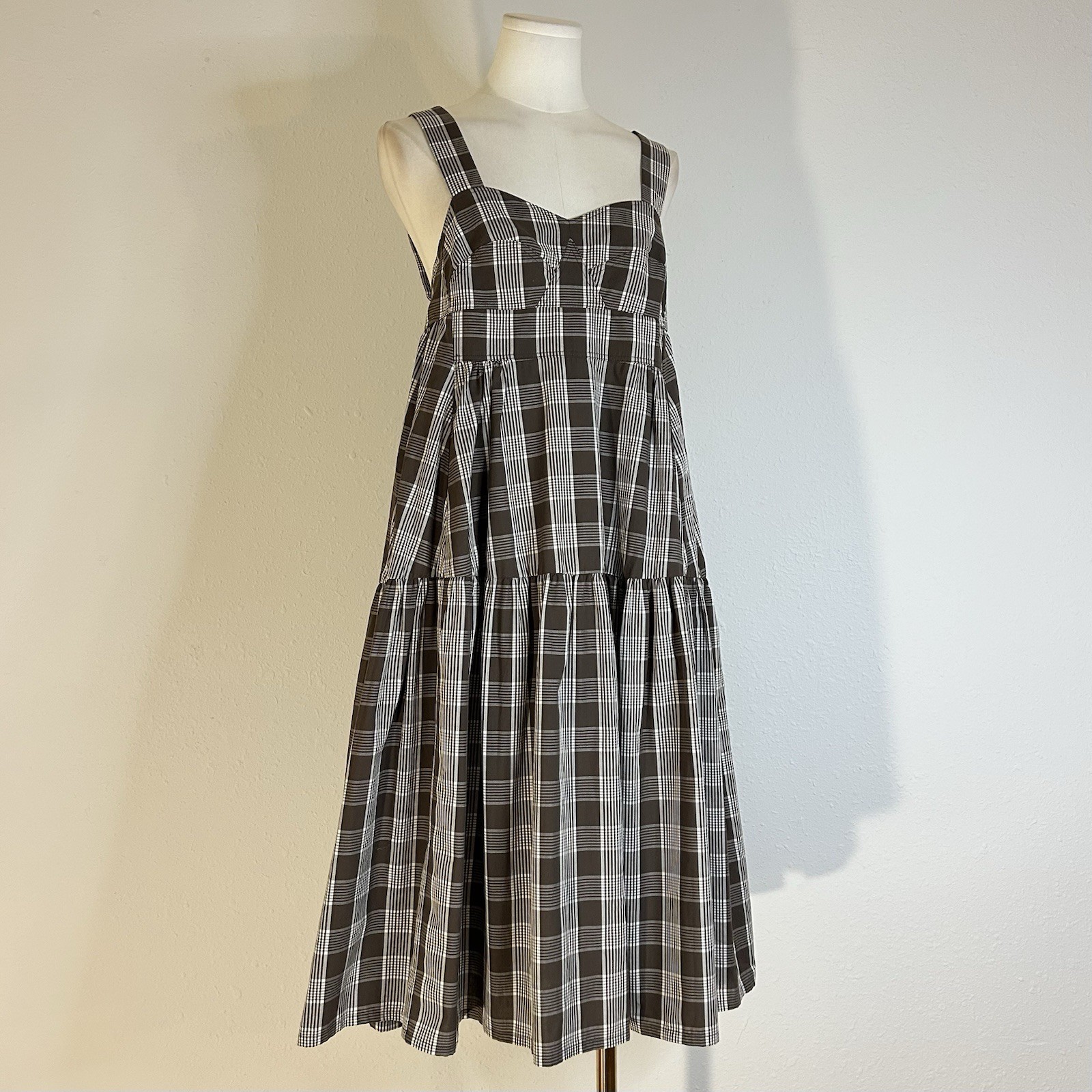 NWT Caron Callahan Plaid Danya Dress Capsule Babydoll Cotton 33 Inch Bust