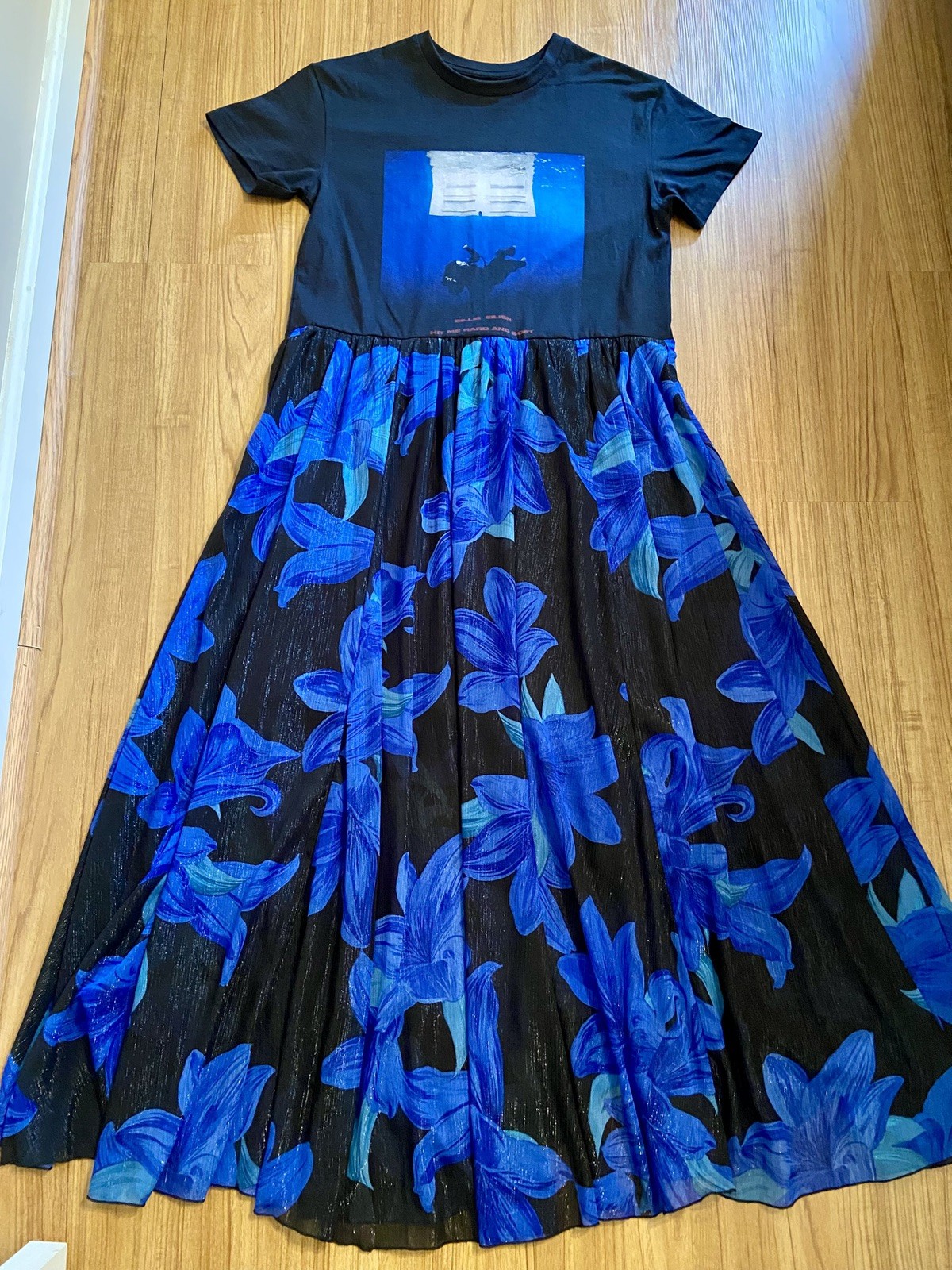 Billie Eilish Reworked OOAK Upcycled Band Tee Dress S M Small Medium Tshirt NEW