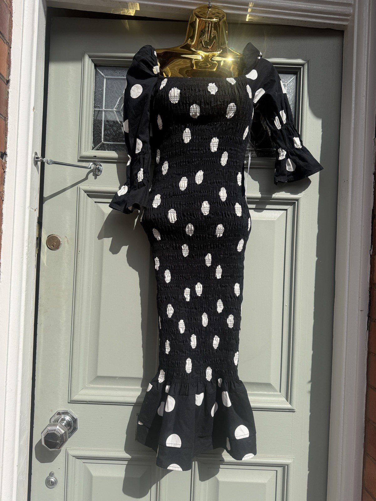 Never Fully Dressed Black Minnie jojo spotty wiggle Dress Size 6 b100