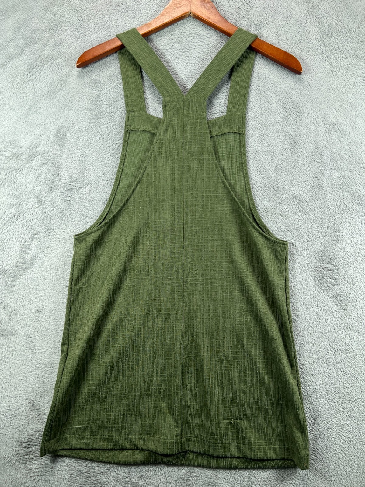 Full Circle Trends Mini Overall Dress Medium Green Textured Sleeveless NWOT