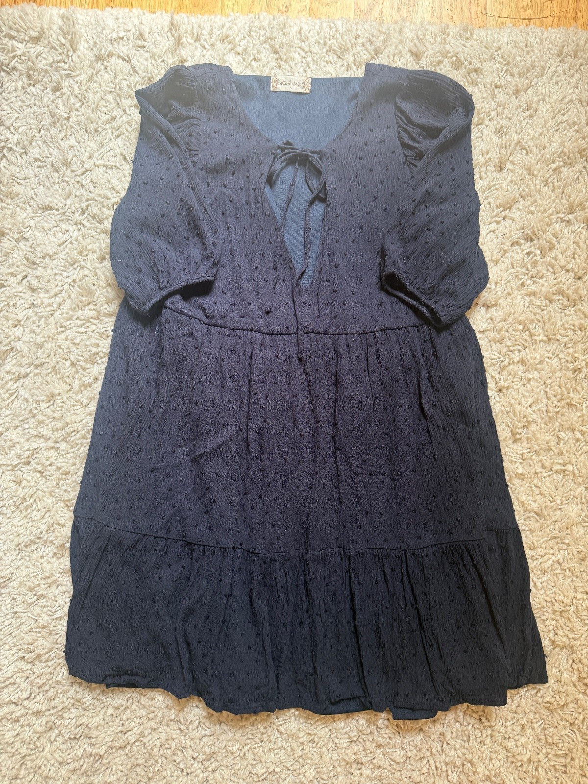Altar’d State Womens Mini Dress Size S Navy Swiss Dot Boho Cottage Preppy