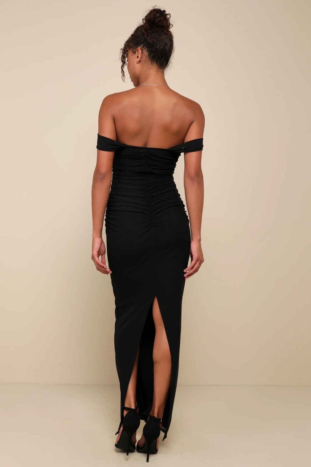 Lulus Black Mesh Ruched Column Maxi Dress XXS Wedding Guest Prom Formal Dress
