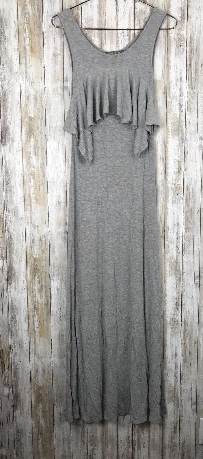 Finn & Clove Gray Ruffle Sleeveless Maxi Long Dress S Small